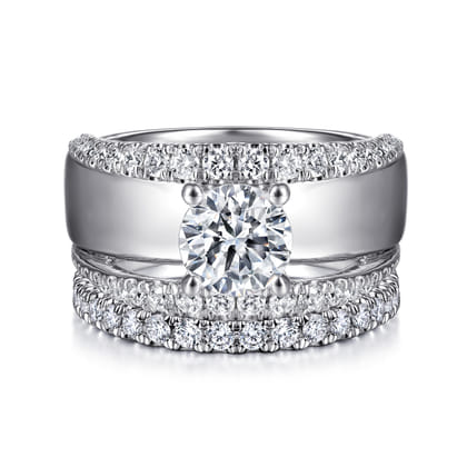Milene - 14K White Gold Round Diamond Engagement Ring