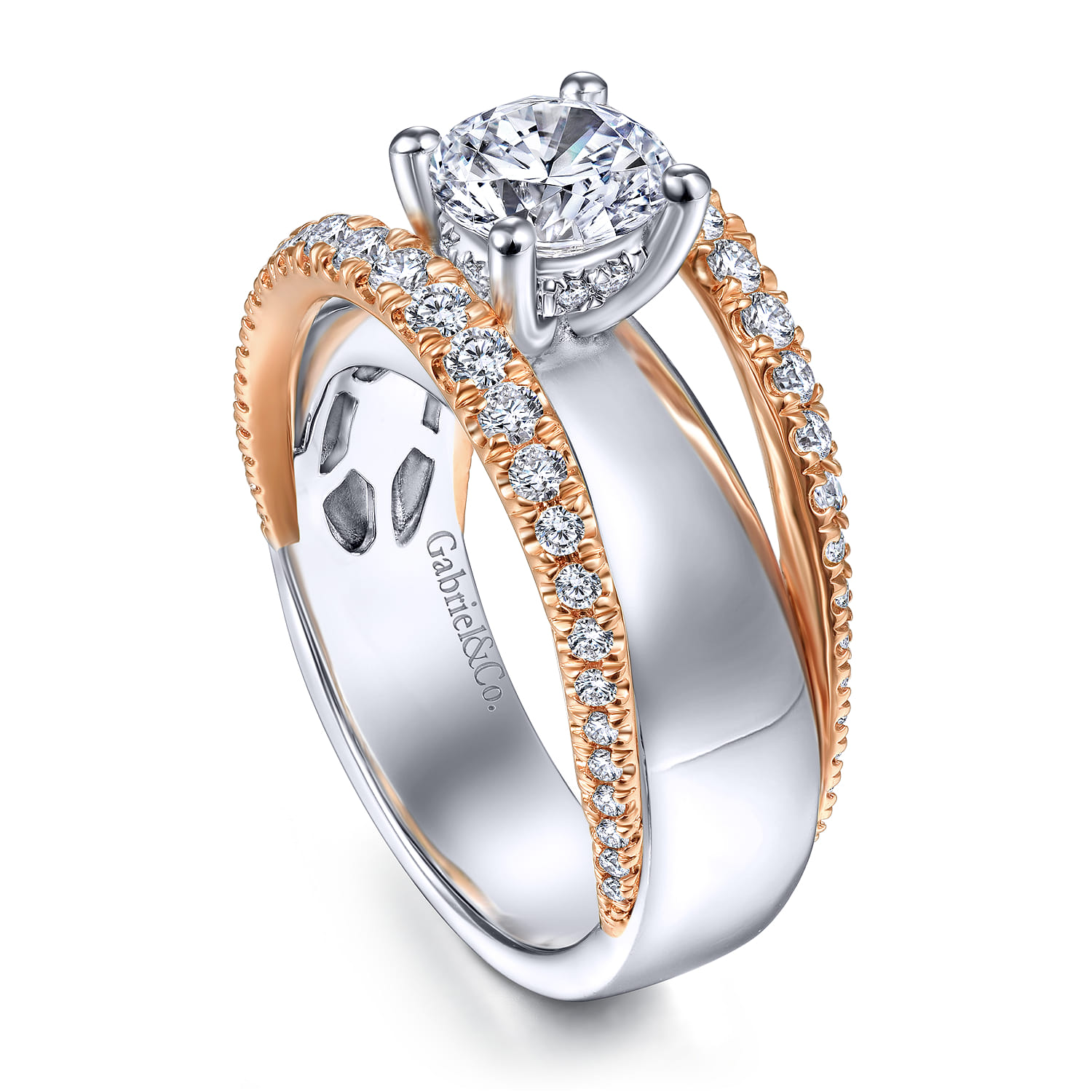 Milene - 14K White-Rose Gold Round Diamond Engagement Ring