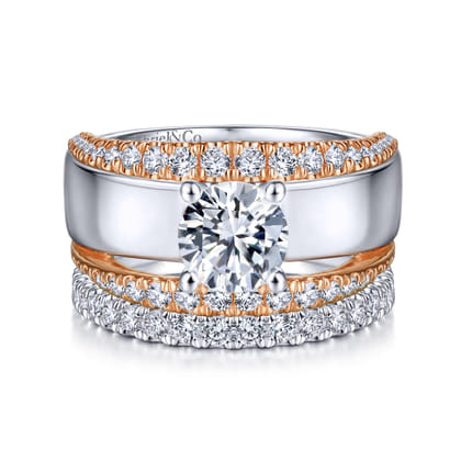 Milene - 14K White-Rose Gold Round Diamond Engagement Ring