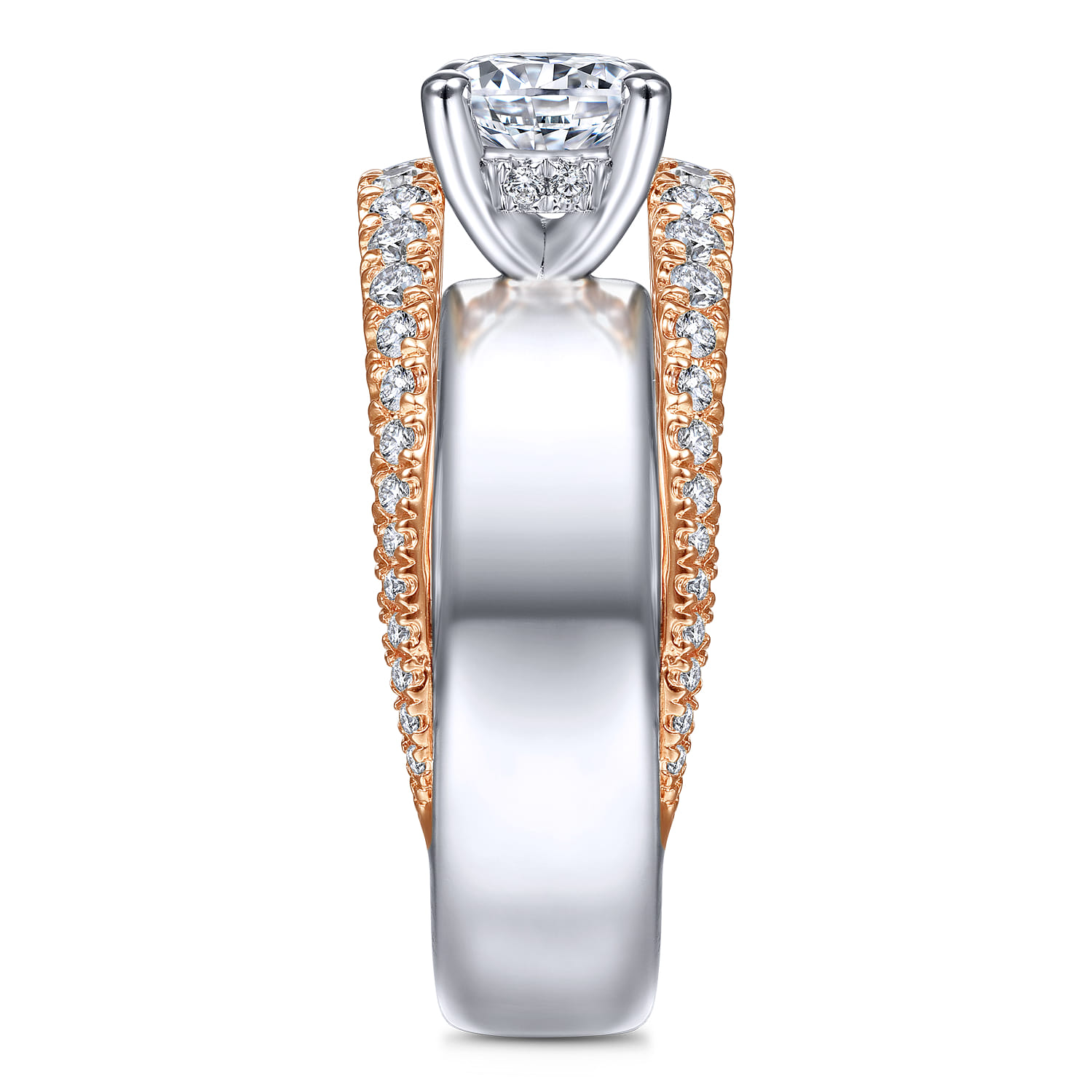 Milene - 14K White-Rose Gold Round Diamond Engagement Ring