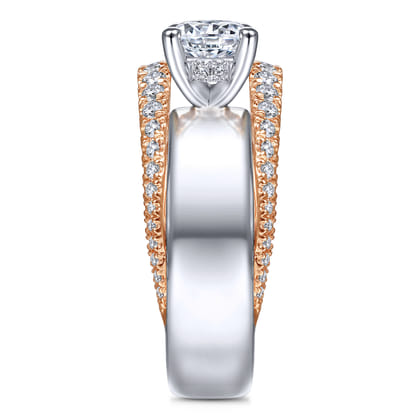 Milene - 14K White-Rose Gold Round Diamond Engagement Ring