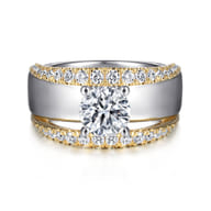 Milene - 14K White-Yellow Gold Round Split Shank Diamond Engagement Ring