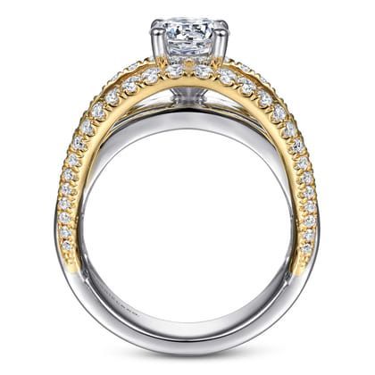 Milene - 14K White-Yellow Gold Round Split Shank Diamond Engagement Ring