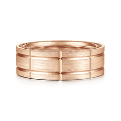 Milo - 14K Rose Gold 8mm Mens Wedding Band in Satin Finish