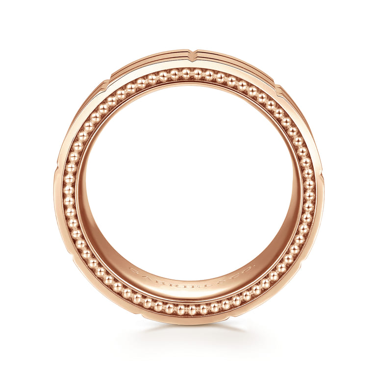 Milo - 14K Rose Gold 8mm Mens Wedding Band in Satin Finish - Shot 2