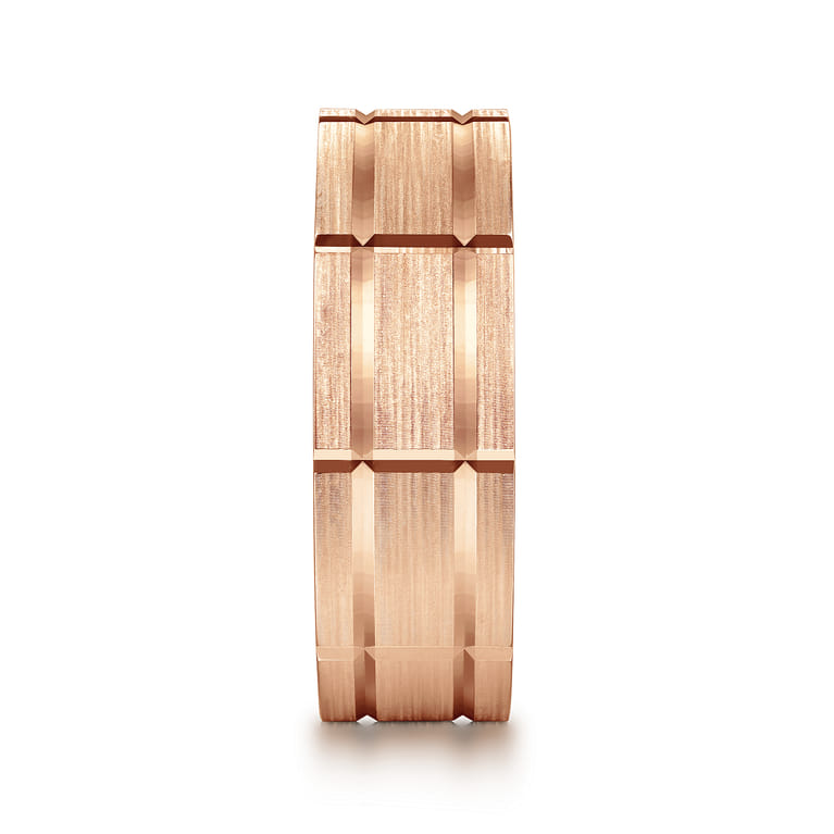 Milo - 14K Rose Gold 8mm Mens Wedding Band in Satin Finish - Shot 4