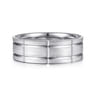 Milo - 14K White Gold 8mm - Carved Men's Wedding Band in Satin Finish