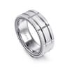 Milo - 14K White Gold 8mm - Carved Men's Wedding Band in Satin Finish
