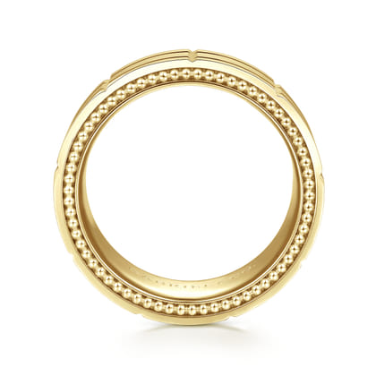 Milo - 14K Yellow Gold 8mm Mens Wedding Band in Satin Finish