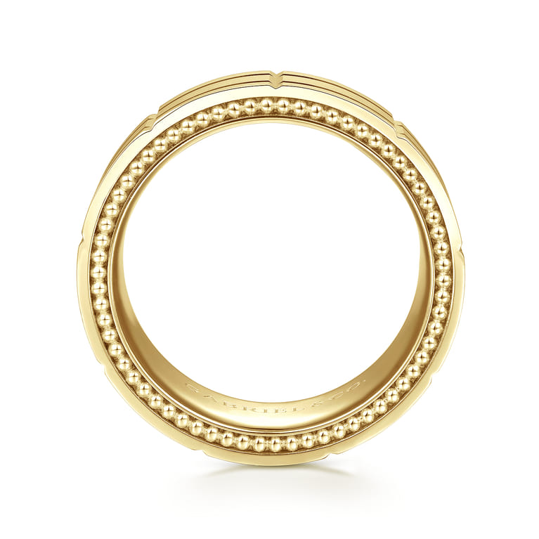 Milo - 14K Yellow Gold 8mm Mens Wedding Band in Satin Finish - Shot 2