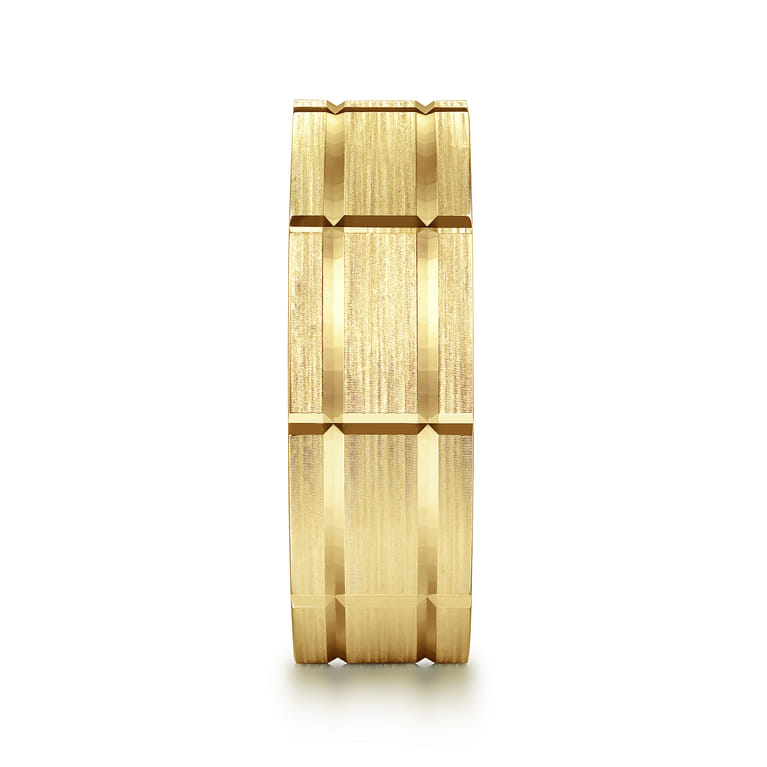 Milo - 14K Yellow Gold 8mm Mens Wedding Band in Satin Finish - Shot 4