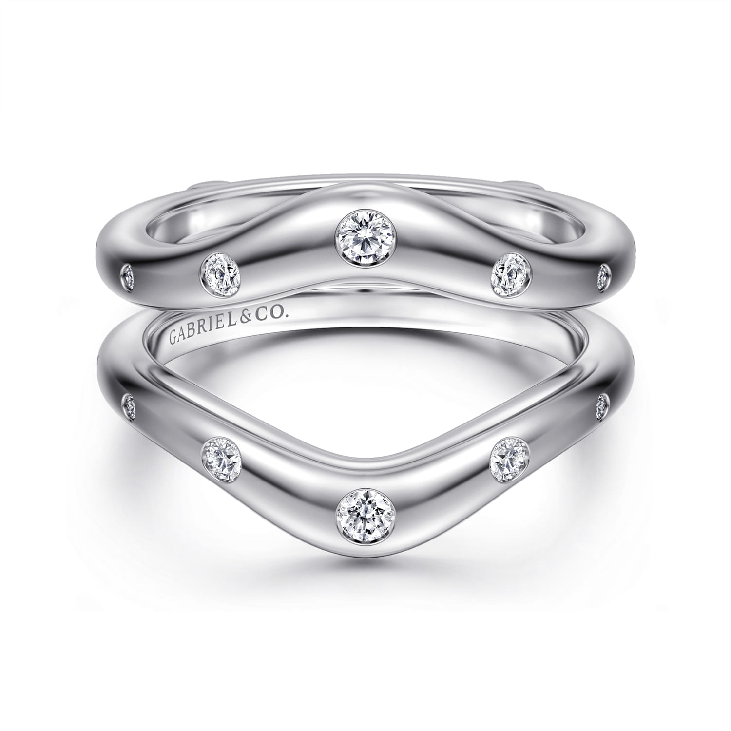 Enhancer Wedding Ring in 14k White Gold with Round Natural Diamond at Gabriel & Co. - Shot 1