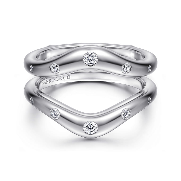 Enhancer Wedding Ring in 14k White Gold with Round Natural Diamond at Gabriel & Co. - Shot 1