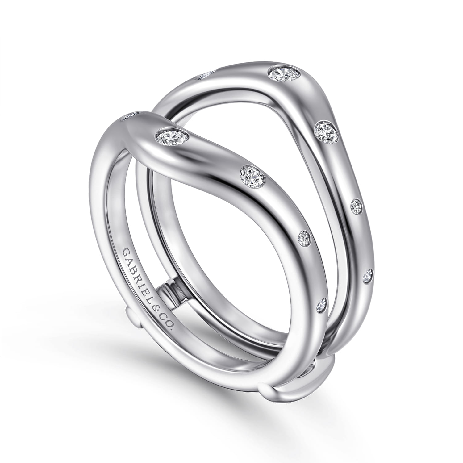 Enhancer Wedding Ring in 14k White Gold with Round Natural Diamond at Gabriel & Co. - Shot 3