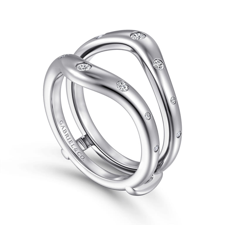 Enhancer Wedding Ring in 14k White Gold with Round Natural Diamond at Gabriel & Co. - Shot 3