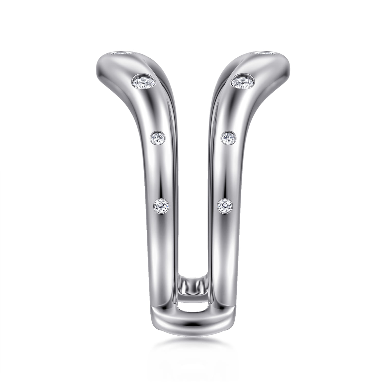 Enhancer Wedding Ring in 14k White Gold with Round Natural Diamond at Gabriel & Co. - Shot 4