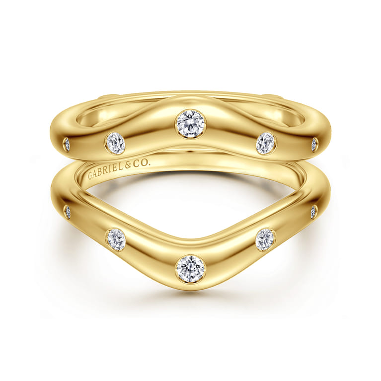 Enhancer Wedding Ring in 14k Yellow Gold with Round Natural Diamond at Gabriel & Co. - Shot 1