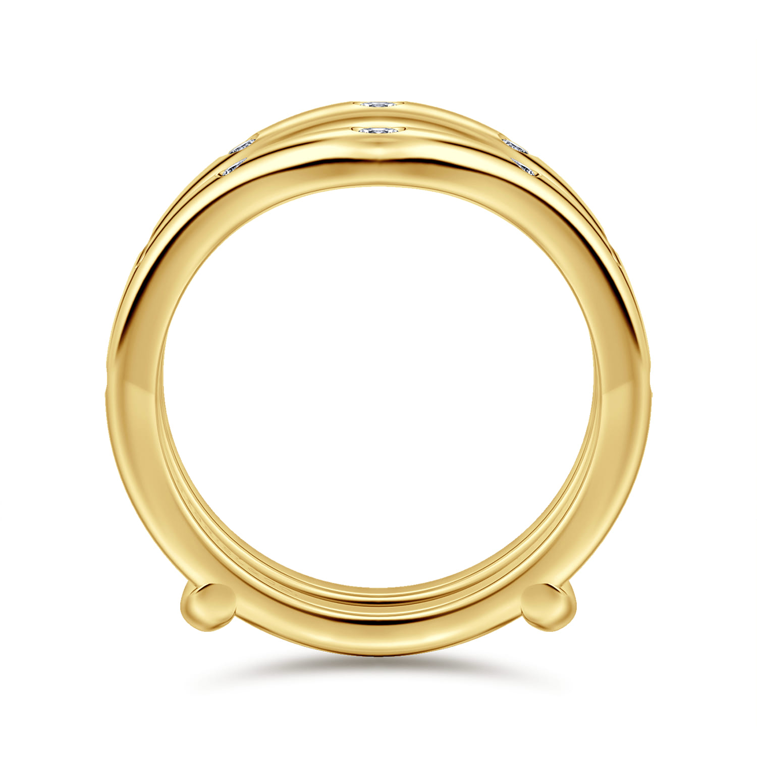 Enhancer Wedding Ring in 14k Yellow Gold with Round Natural Diamond at Gabriel & Co. - Shot 2