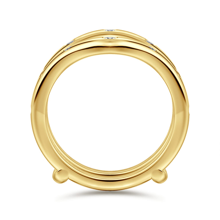 Enhancer Wedding Ring in 14k Yellow Gold with Round Natural Diamond at Gabriel & Co. - Shot 2