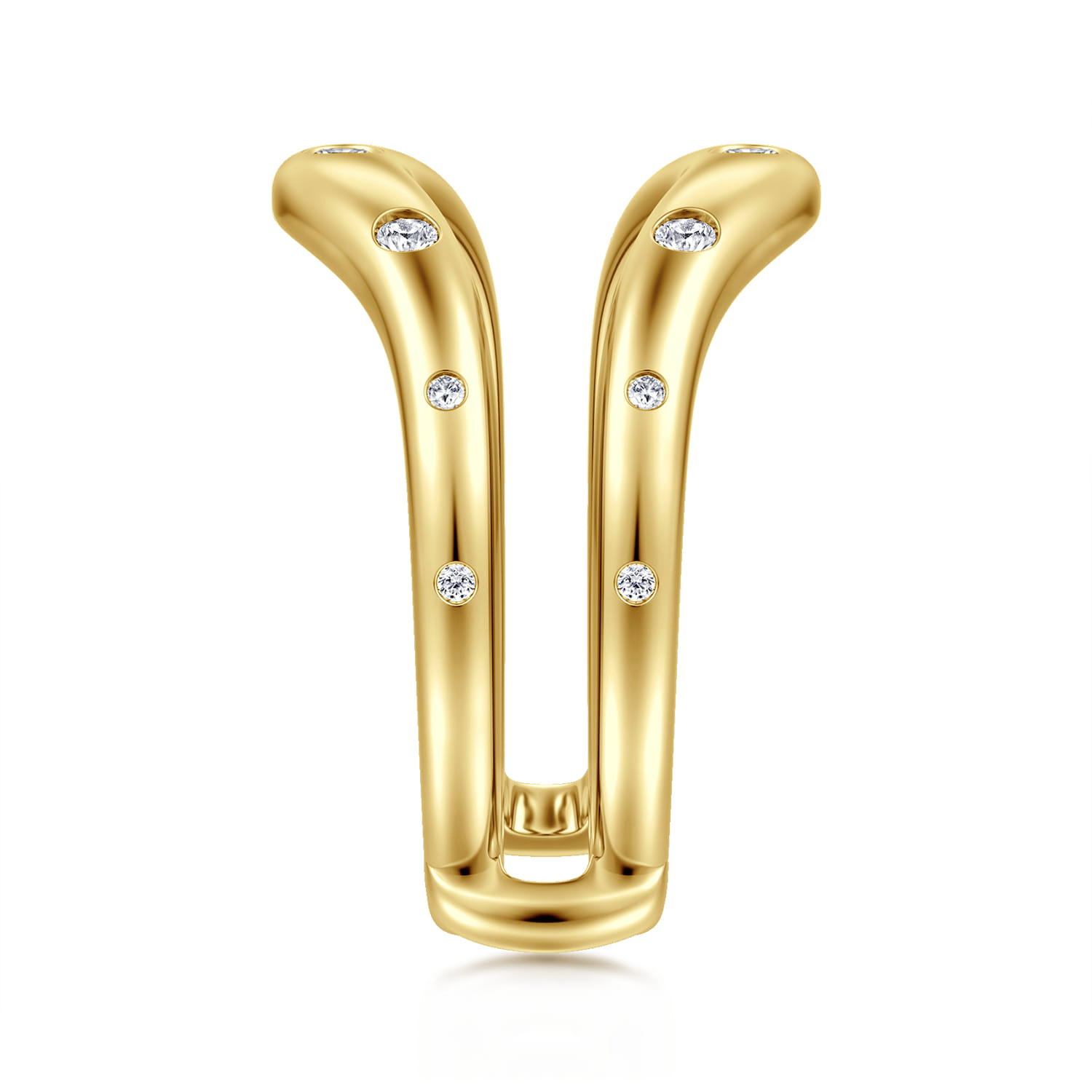 Enhancer Wedding Ring in 14k Yellow Gold with Round Natural Diamond at Gabriel & Co. - Shot 4