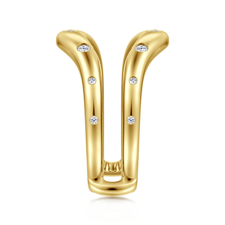 Enhancer Wedding Ring in 14k Yellow Gold with Round Natural Diamond at Gabriel & Co. - Shot 4