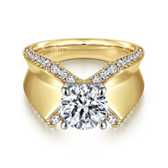 14K White-Yellow Gold Round Diamond Engagement Ring