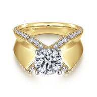 Miranda - 14K White-Yellow Gold Round Diamond Engagement Ring