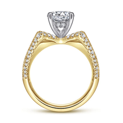 Miranda - 14K White-Yellow Gold Round Diamond Engagement Ring