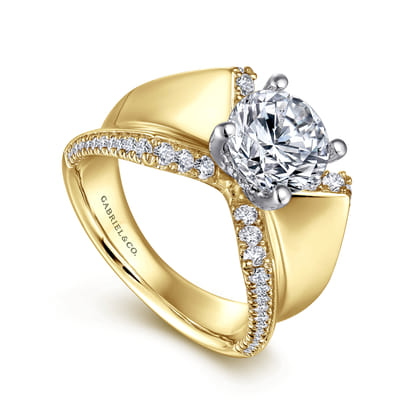 Miranda - 14K White-Yellow Gold Round Diamond Engagement Ring