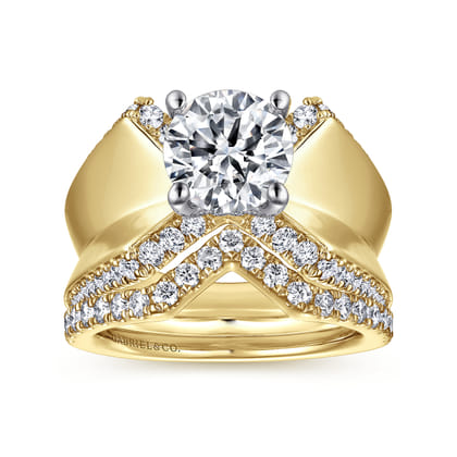 Miranda - 14K White-Yellow Gold Round Diamond Engagement Ring
