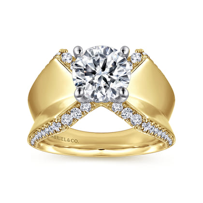 Miranda - 14K White-Yellow Gold Round Diamond Engagement Ring