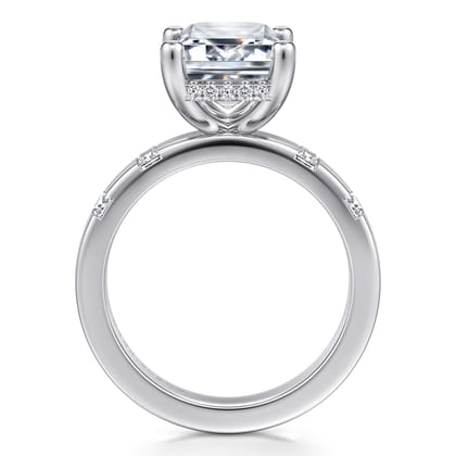 Mirella - 14K White Gold Emerald Cut Diamond Engagement Ring