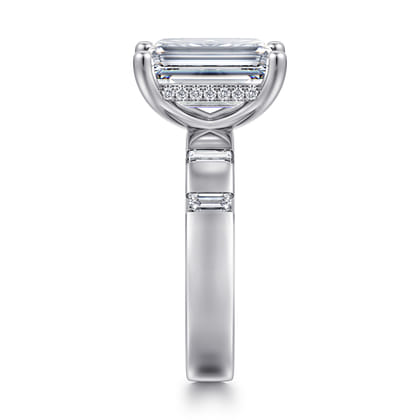 Mirella - 14K White Gold Emerald Cut Diamond Engagement Ring