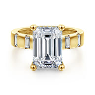 Mirella - 14K Yellow Gold Emerald Cut Diamond Engagement Ring