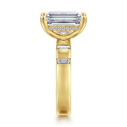 Mirella - 14K Yellow Gold Emerald Cut Diamond Engagement Ring