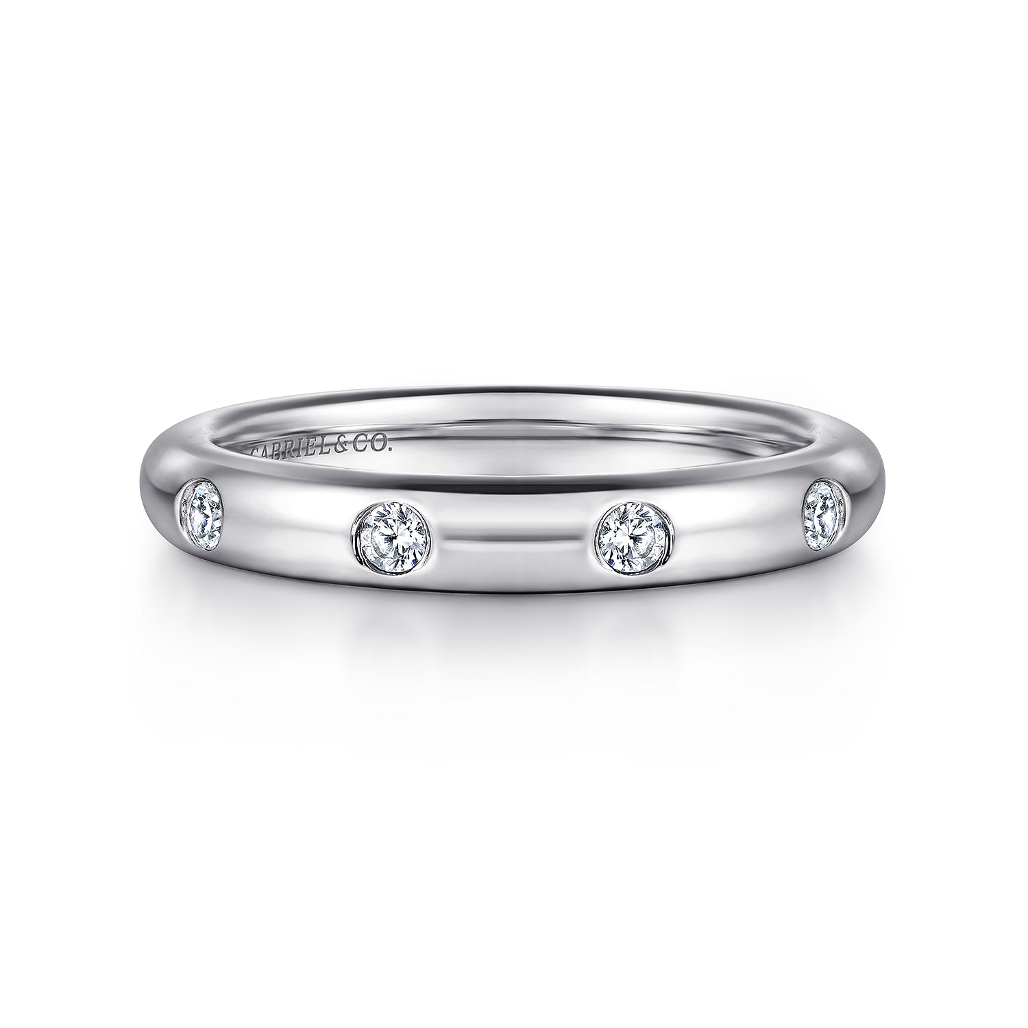 Eternity Band Wedding Ring in 14k White Gold with Round Natural Diamond at Gabriel & Co. - Shot 1