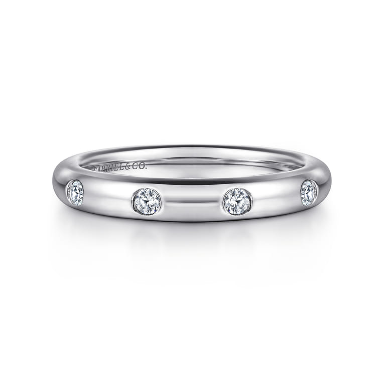 Eternity Band Wedding Ring in 14k White Gold with Round Natural Diamond at Gabriel & Co. - Shot 1