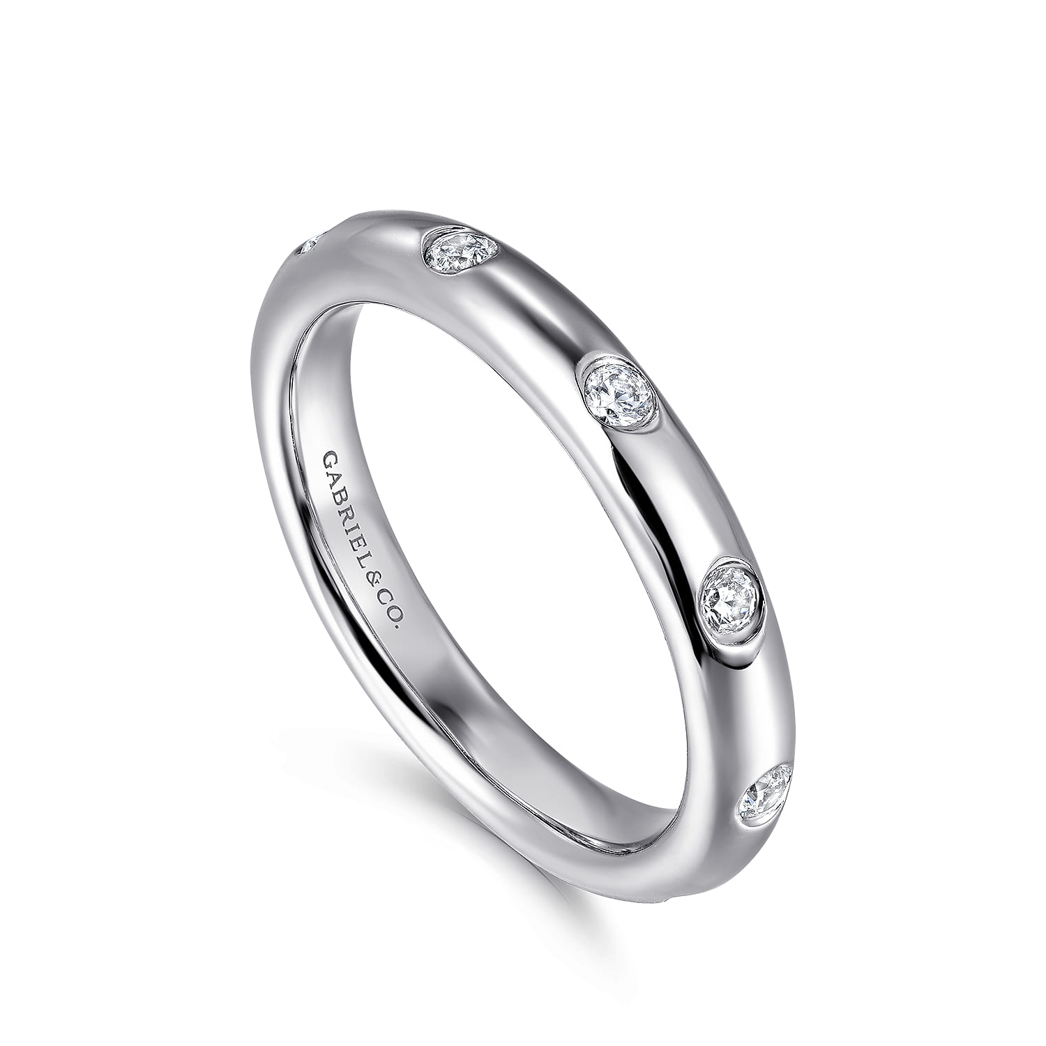 Eternity Band Wedding Ring in 14k White Gold with Round Natural Diamond at Gabriel & Co. - Shot 3