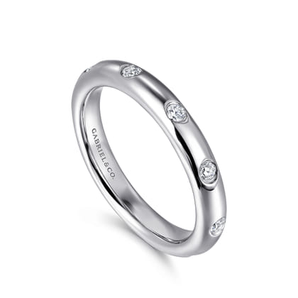 Modena - 14K White Gold Burnish Set Diamond Eternity Band