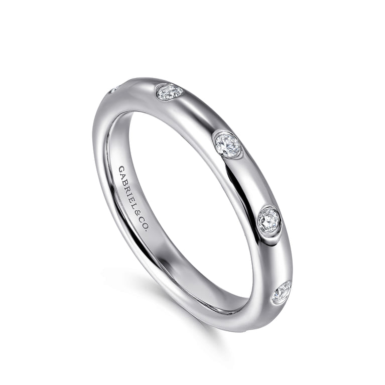 Eternity Band Wedding Ring in 14k White Gold with Round Natural Diamond at Gabriel & Co. - Shot 3