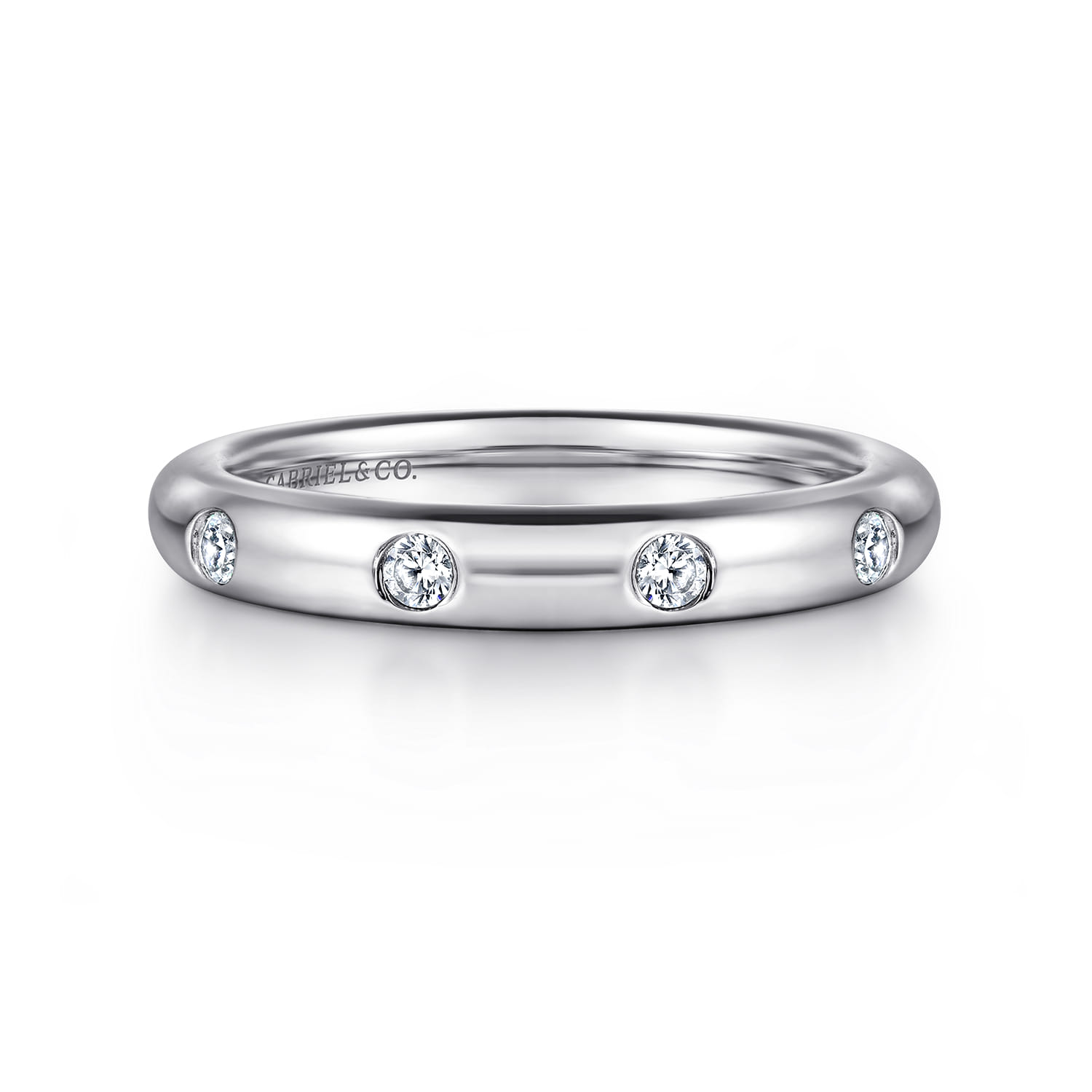 Eternity Band Wedding Ring in 14k White Gold with Round Natural Diamond at Gabriel & Co. - Shot 1