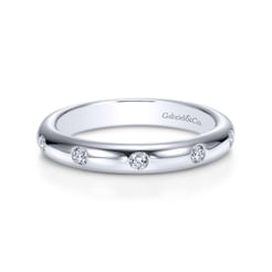 14K White Gold Burnish Set Diamond Eternity Band