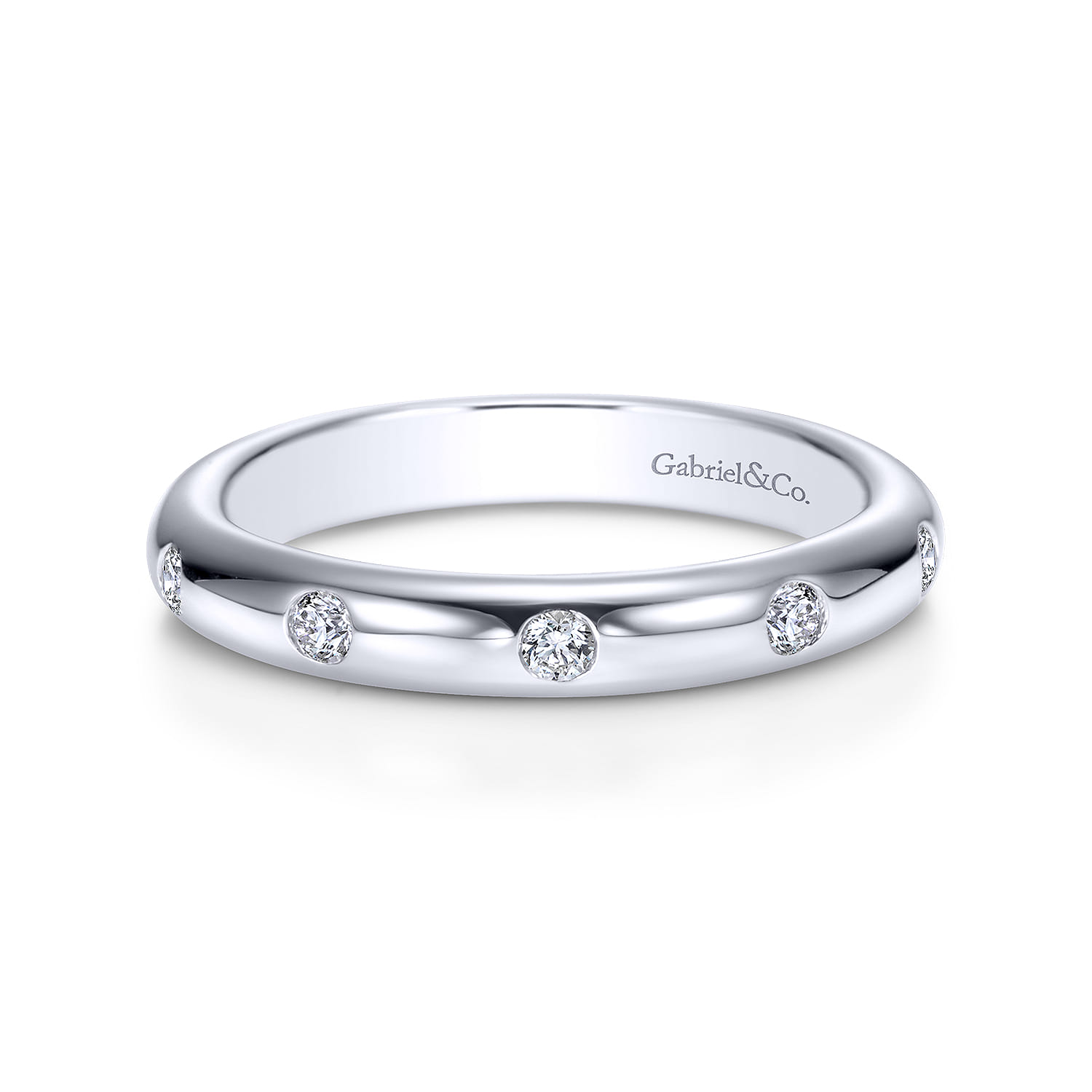 Eternity Band Wedding Ring in 14k White Gold with Round Natural Diamond at Gabriel & Co. - Shot 1