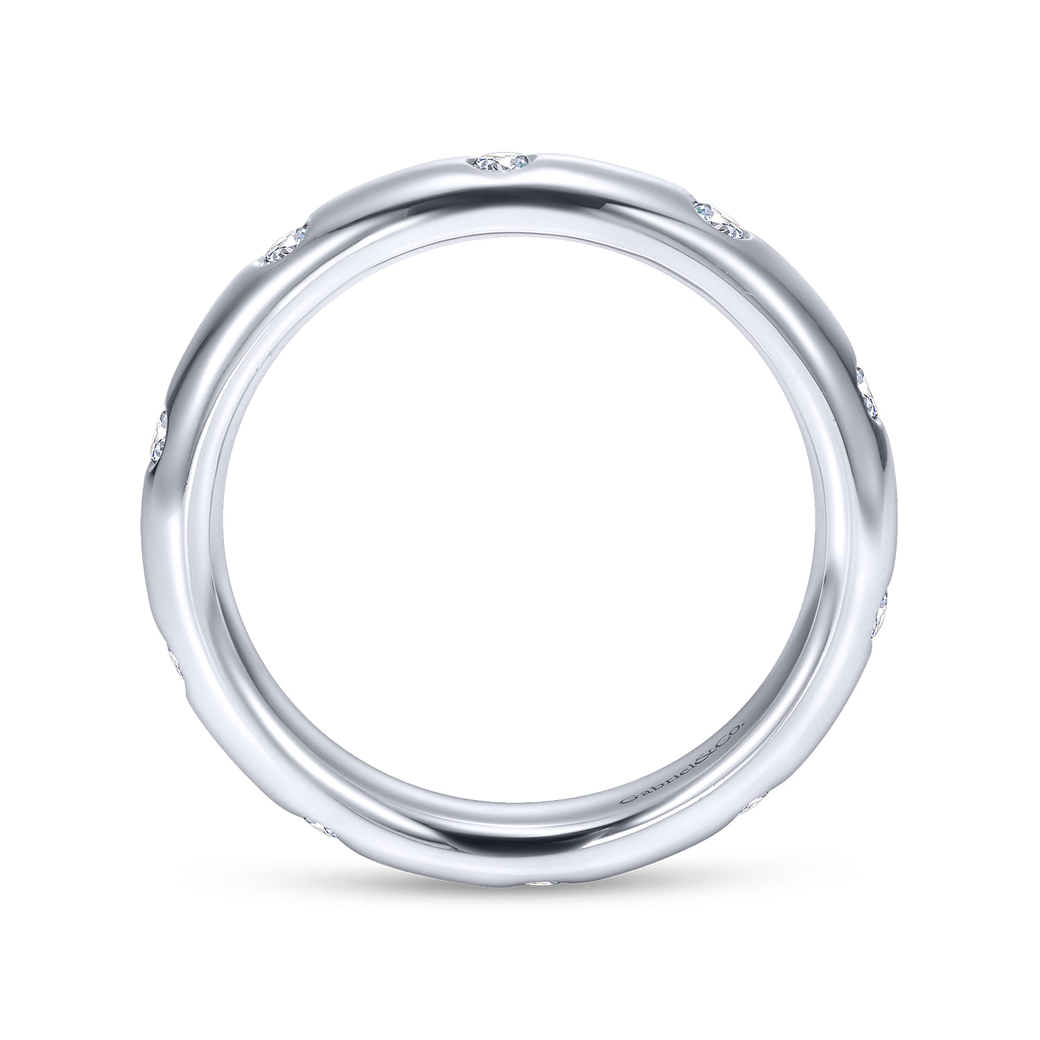 Eternity Band Wedding Ring in 14k White Gold with Round Natural Diamond at Gabriel & Co. - Shot 2