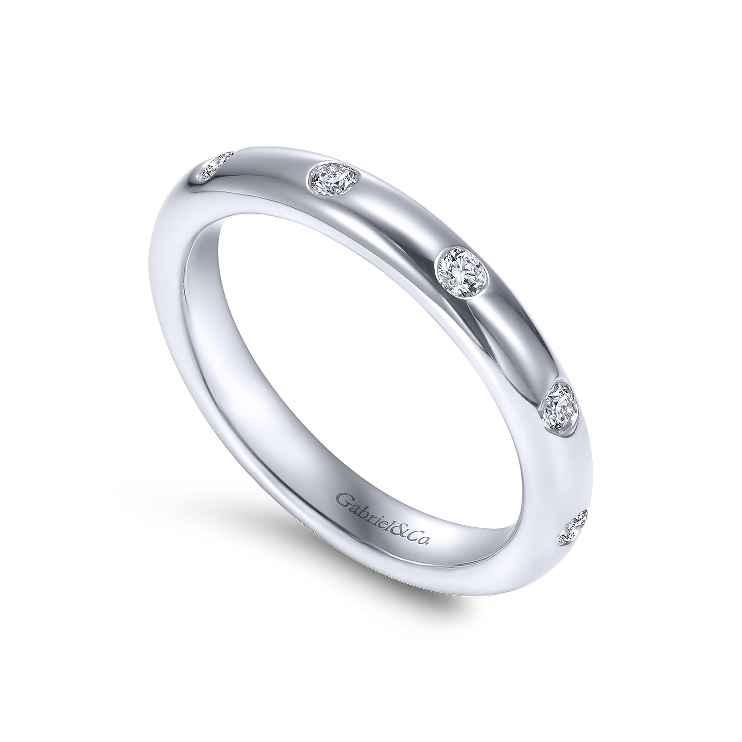 Eternity Band Wedding Ring in 14k White Gold with Round Natural Diamond at Gabriel & Co. - Shot 3