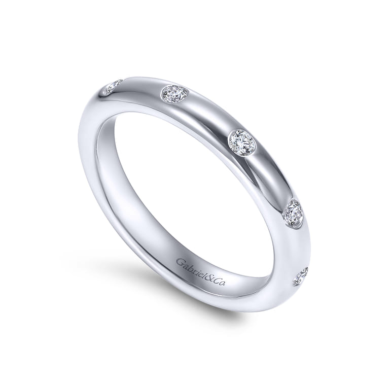 Eternity Band Wedding Ring in 14k White Gold with Round Natural Diamond at Gabriel & Co. - Shot 3