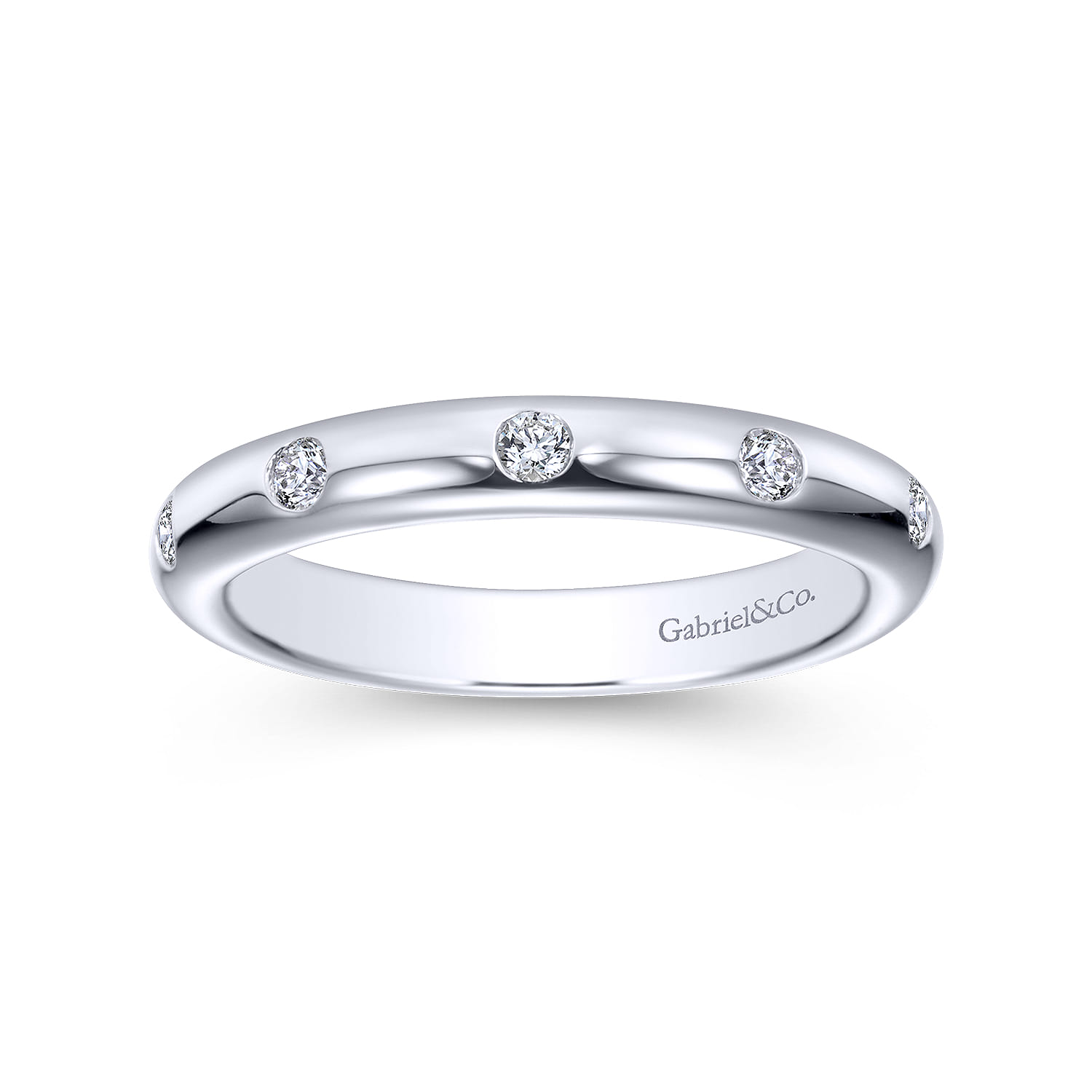Eternity Band Wedding Ring in 14k White Gold with Round Natural Diamond at Gabriel & Co. - Shot 4