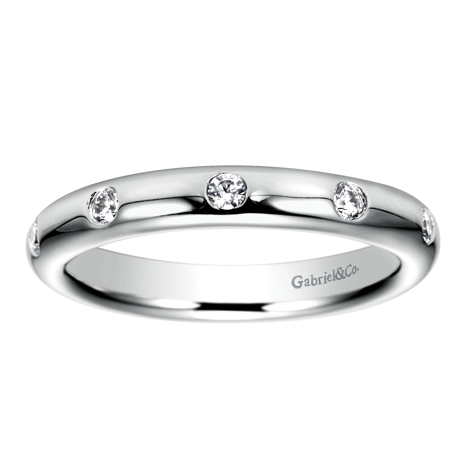 Eternity Band Wedding Ring in 14k White Gold with Round Natural Diamond at Gabriel & Co. - Shot 5