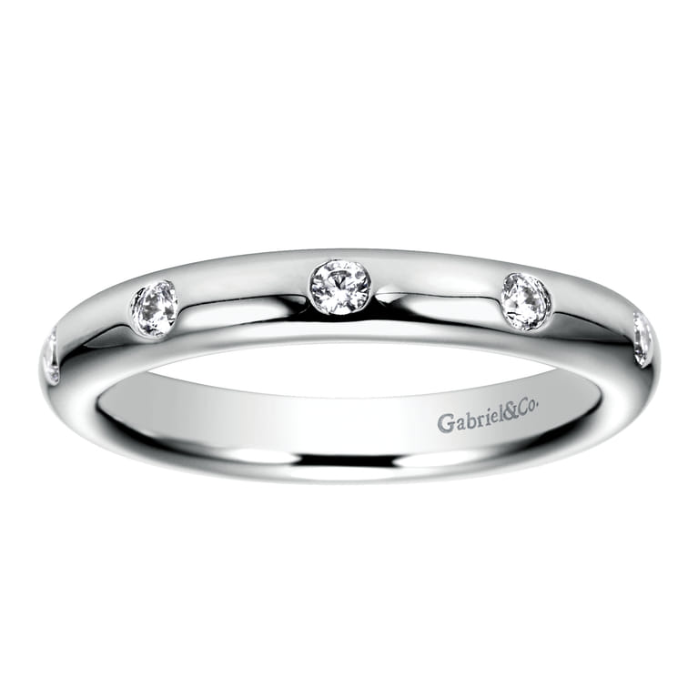 Eternity Band Wedding Ring in 14k White Gold with Round Natural Diamond at Gabriel & Co. - Shot 5