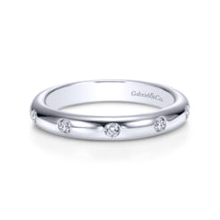 Modena - 14K White Gold Flush Set Diamond Eternity Band
